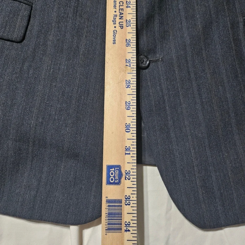 Vtg Palm Beach Mens 48R Wool Gray Pinstripe Suit Jacket Blazer UNITE Made in USA